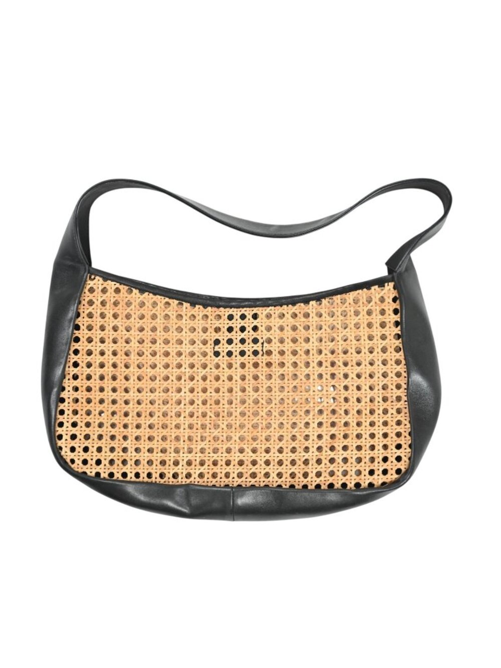 St. Agni Rattan Basket Shoulder Bag in Black Beige